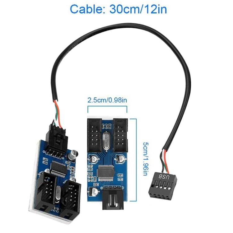 Rocketek HC427 9 Pin USB2.0 HUB Adapter One-to-Two Splitter Circuit Board - USB 2.0 HUB by ROCKETEK | Online Shopping South Africa | PMC Jewellery | Buy Now Pay Later Mobicred