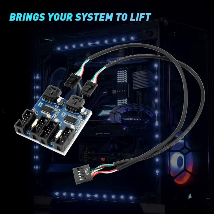 Rocketek HC427 9 Pin USB2.0 HUB Adapter One-to-Two Splitter Circuit Board - USB 2.0 HUB by ROCKETEK | Online Shopping South Africa | PMC Jewellery | Buy Now Pay Later Mobicred