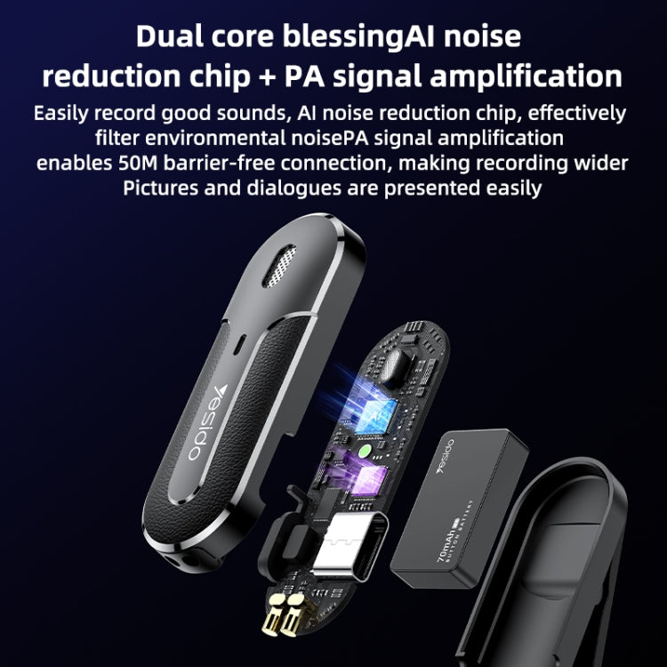 YESIDO KR17 2 in 1 Wireless Lavalier Microphone Type-C Receiver with Charging Box - Microphone by Yesido | Online Shopping South Africa | PMC TechLife | Buy Now Pay Later Mobicred