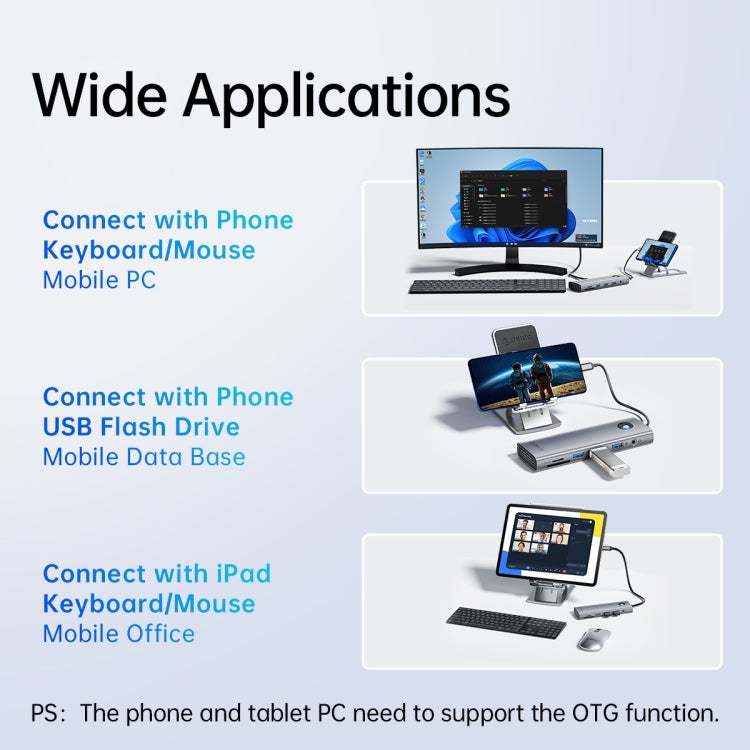 ORICO PW11-8PM Type-C / USB-C 8-in-1 5Gbps Multifunction Docking Station Card Reader (Silver) - USB HUB by ORICO | Online Shopping South Africa | PMC TechLife | Buy Now Pay Later Mobicred