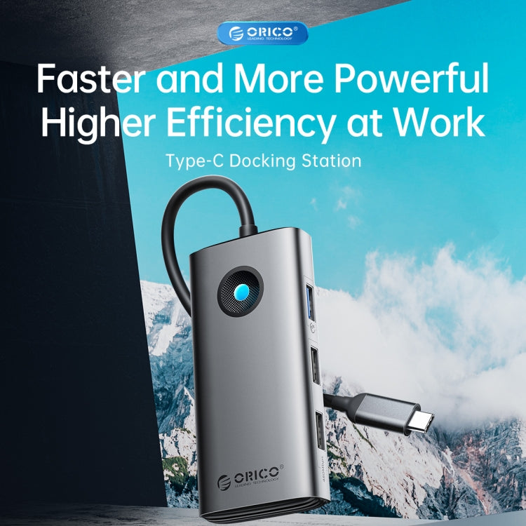 ORICO ORICO-PW11-6PCR R45 Type-C / USB-C 6-in-1 5Gbps Multifunction Docking Station (Silver) - USB HUB by ORICO | Online Shopping South Africa | PMC TechLife | Buy Now Pay Later Mobicred