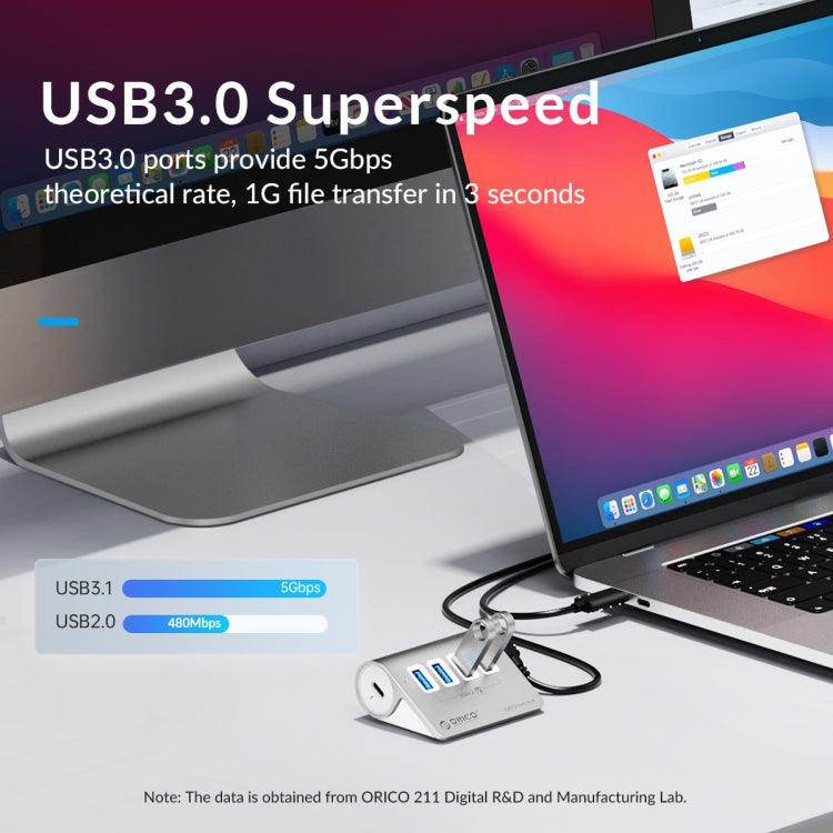 ORICO M3UT3 3-port USB 3.2 HUB with Card Reader (Silver) - free shipping - PMC Jewellery - Order now!