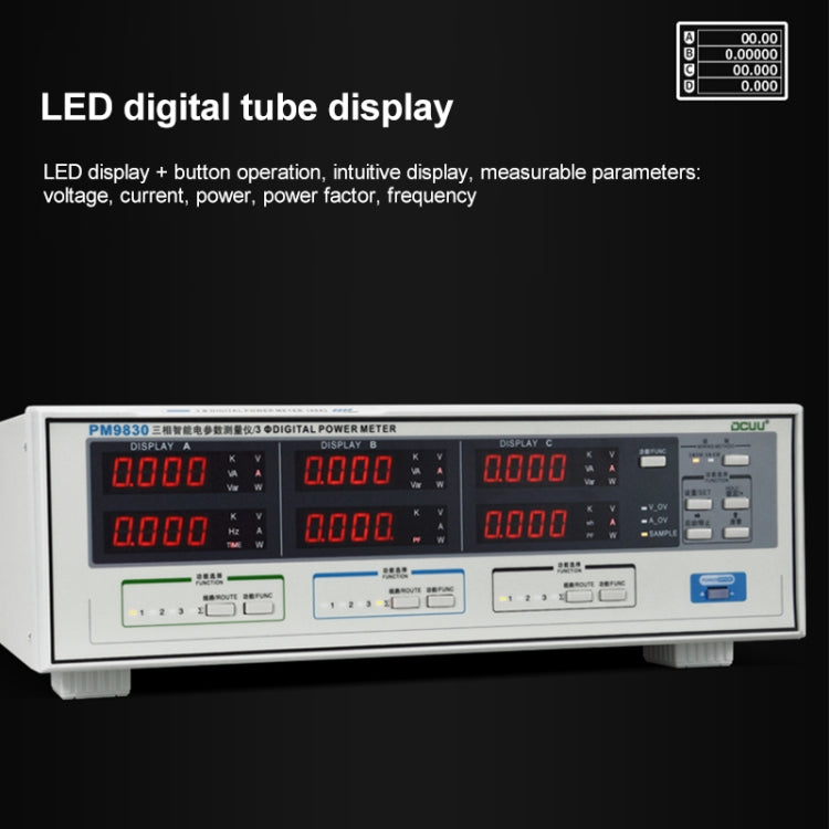 DCUU PM9830 500V 40A Three Phase Digital AC Voltage Current Power Factor & Power Meter (EU Plug) - Current & Voltage Tester by PMc TechLife | Online Shopping South Africa | PMc TechLife | Buy Now Pay Later Mobicred
