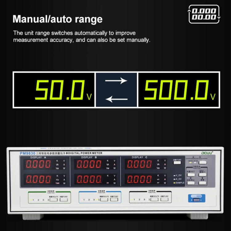 DCUU PM9830 500V 40A Three Phase Digital AC Voltage Current Power Factor & Power Meter (EU Plug) - Current & Voltage Tester by PMc TechLife | Online Shopping South Africa | PMc TechLife | Buy Now Pay Later Mobicred