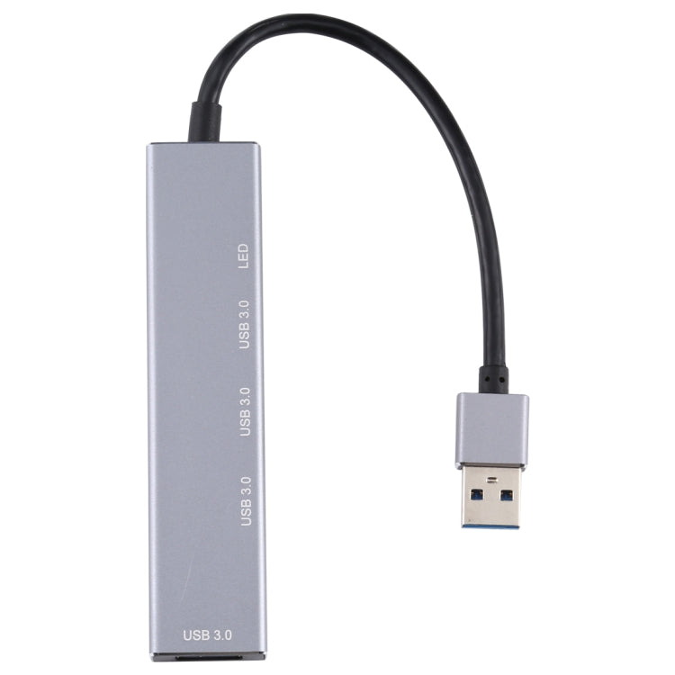 3019 4 x USB 3.0 to USB 3.0 Aluminum Alloy HUB Adapter with LED Indicator (Silver Grey) - USB 3.0 HUB by PMC TechLife | Online Shopping South Africa | PMC TechLife | Buy Now Pay Later Mobicred