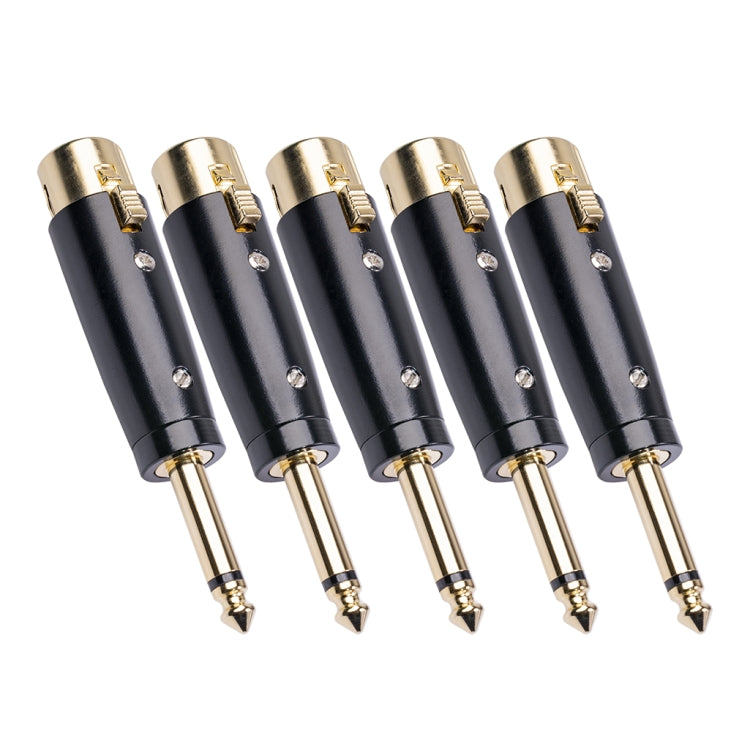 5 PCS LZ1167G 6.35mm Single Track Male Head to XRL Female Audio Adapter Plug (Black) - Microphone Audio Cable & Connector by PMC Jewellery | Online Shopping South Africa | PMC Jewellery | Buy Now Pay Later Mobicred