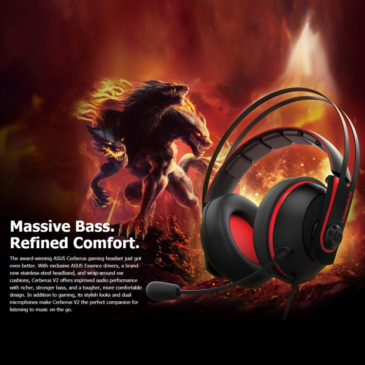 ASUS Cerberus V2 3.5mm Interface 53mm Speaker Unit Gaming Headset with Mic(Red) - Multimedia Headset by ASUS | Online Shopping South Africa | PMC Jewellery | Buy Now Pay Later Mobicred