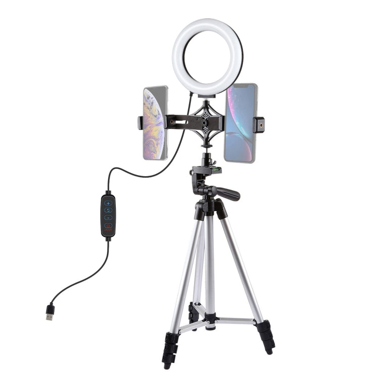 PULUZ Tripod Mount +  Live Broadcast Dual Phone Bracket + 6.2 inch 16cm LED Ring Vlogging Video Light Kits - Ring Light by PULUZ | Online Shopping South Africa | PMC Jewellery | Buy Now Pay Later Mobicred