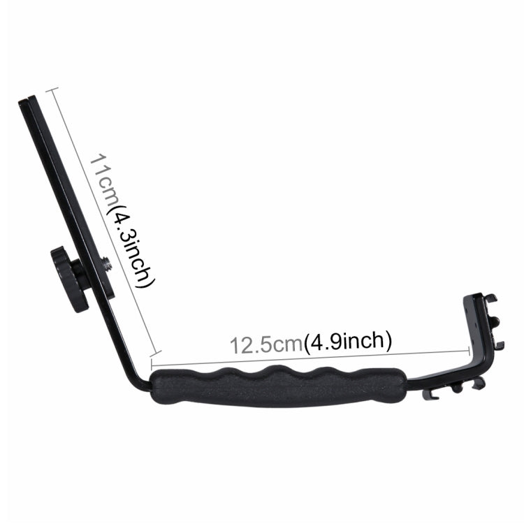 PULUZ L-Shape Bracket Handheld Grip Holder with Dual Side Cold Shoe Mounts for Video Light Flash, DSLR Camera - Hand Held Monopod by PULUZ | Online Shopping South Africa | PMC TechLife