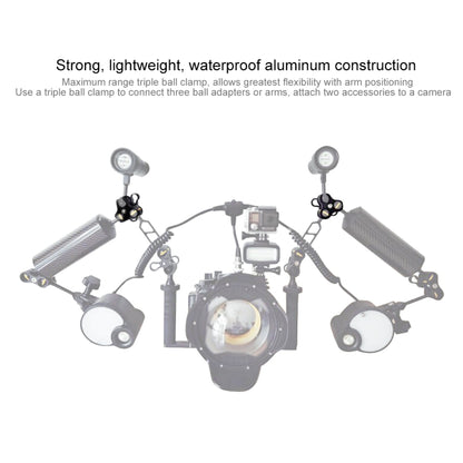 PULUZ Triple Ball Clamp Diving Camera Bracket Aluminum Spring Flashlight Clamp for Diving Underwater Photography System - Diving Accessories by PULUZ | Online Shopping South Africa | PMC Jewellery | Buy Now Pay Later Mobicred