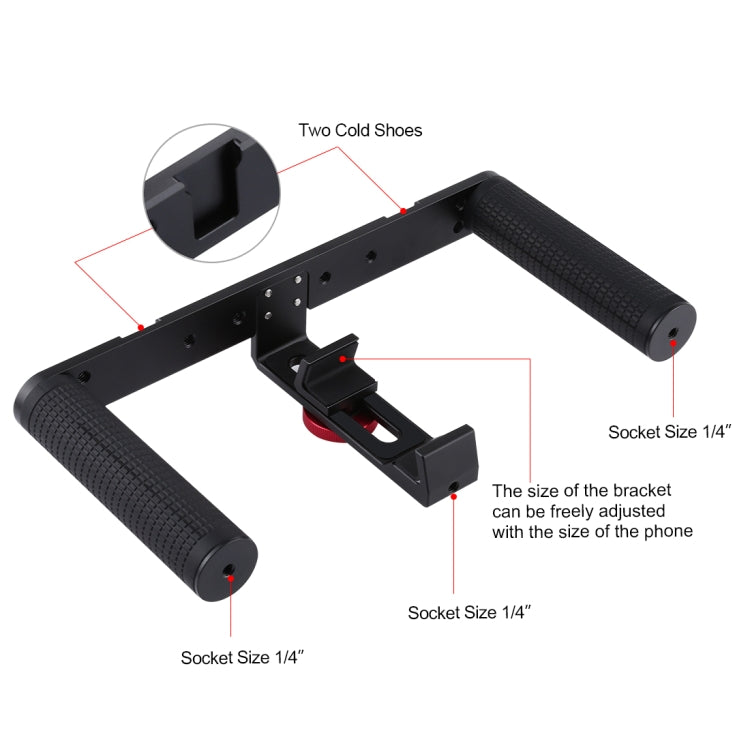 PULUZ Vlogging Live Broadcast Smartphone Video Rig Filmmaking Recording Handle Stabilizer Aluminum Bracket for iPhone, Galaxy, Huawei, Xiaomi, HTC, LG, Google, and Other Smartphones - Camera Cage by PULUZ | Online Shopping South Africa | PMC Jewellery | Buy Now Pay Later Mobicred