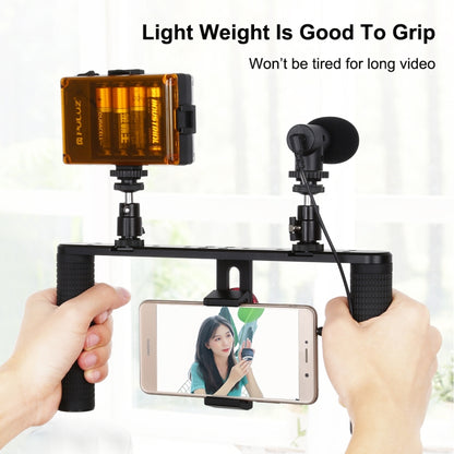 PULUZ Vlogging Live Broadcast Smartphone Video Rig Filmmaking Recording Handle Stabilizer Aluminum Bracket for iPhone, Galaxy, Huawei, Xiaomi, HTC, LG, Google, and Other Smartphones - Camera Cage by PULUZ | Online Shopping South Africa | PMC Jewellery | Buy Now Pay Later Mobicred