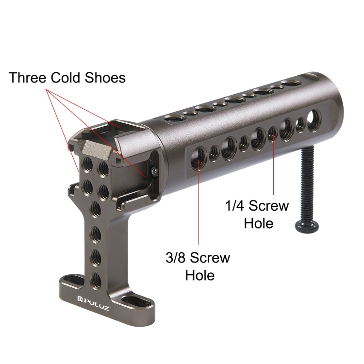 PULUZ Handheld Video Stabilizer Top Handle with 3 Cold Shoes Mount for Camera Cage (Bronze) - free shipping - PMC TechLife - Order now!