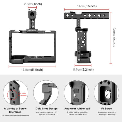 PULUZ Video Camera Cage Filmmaking Rig with Handle for Sony Alpha 7C / ILCE-7C / A7C(Black) - Camera Cage by PULUZ | Online Shopping South Africa | PMC Jewellery | Buy Now Pay Later Mobicred