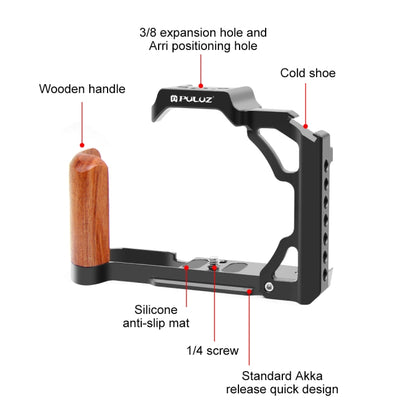 For Nikon ZFC PULUZ Wood Handle Metal Camera Cage Stabilizer Rig(Black) - Camera Cage by PULUZ | Online Shopping South Africa | PMC Jewellery | Buy Now Pay Later Mobicred