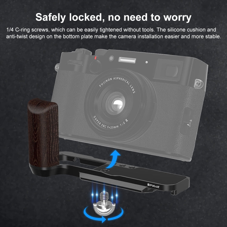 For Fujifilm X100VI PULUZ 1/4 inch Vertical Shoot Quick Release L Plate Bracket Base Holder (Black) - free shipping - PMC TechLife - Order now!