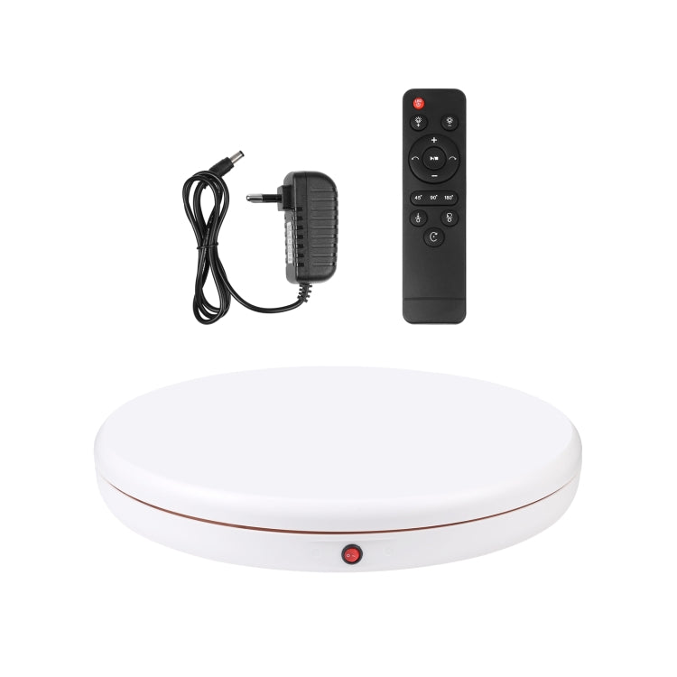 PULUZ 45cm Remote Control Adjusting Speed Rotating Turntable Display Stand, White, Load 100kg(EU Plug) - free shipping - PMC TechLife - Order now!