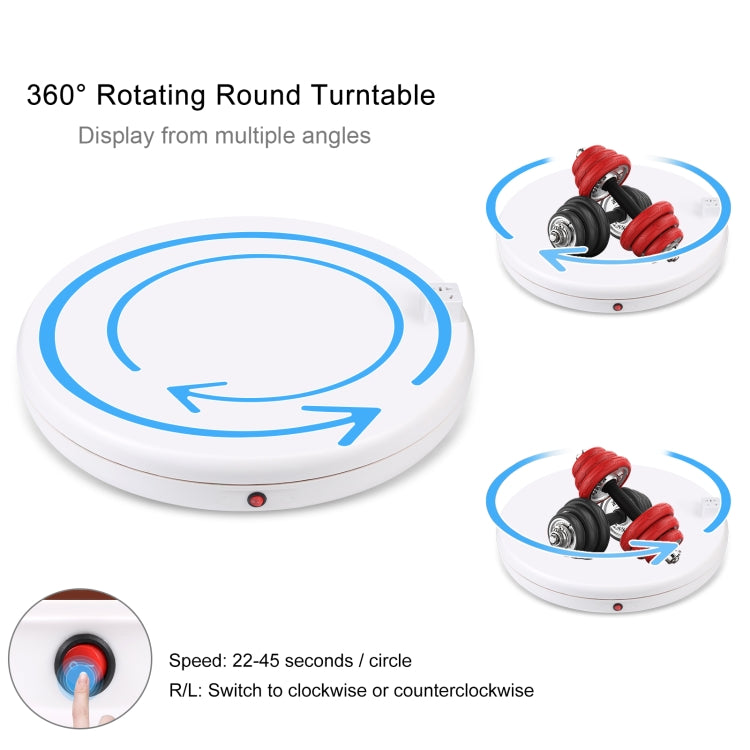 PULUZ 45cm Remote Control Adjusting Speed Rotating Turntable Display Stand with Power Socket, White, Load 100kg(US Plug) - free shipping - PMC TechLife - Order now!