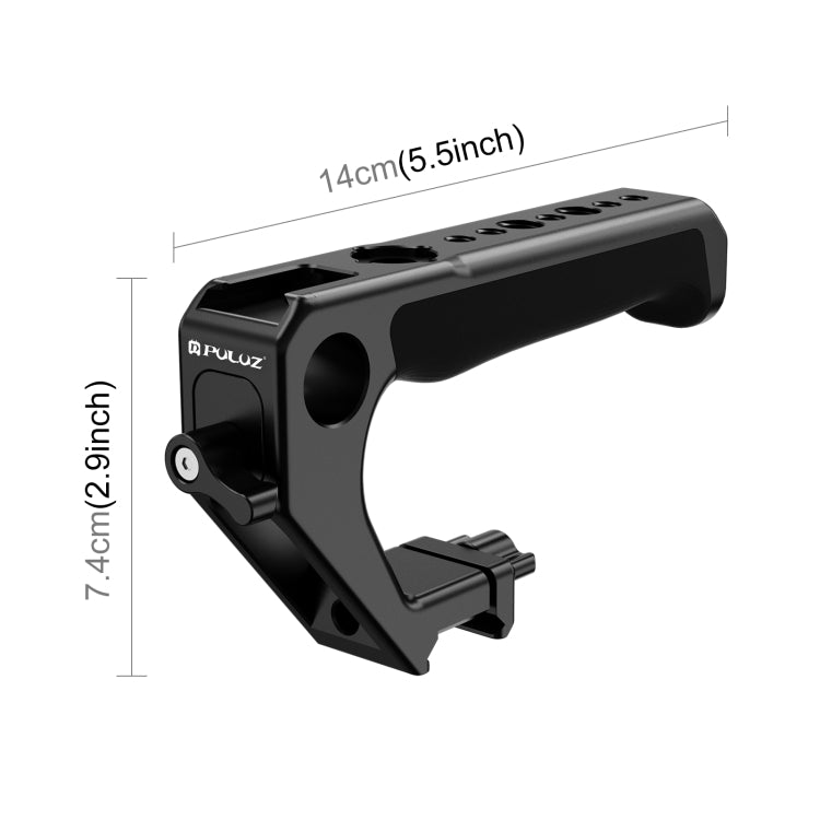 PULUZ Double-thread Metal Quick Release Top Handle with Cold Shoe for Camera Cage Stabilizer (Black) - free shipping - PMC TechLife - Order now!