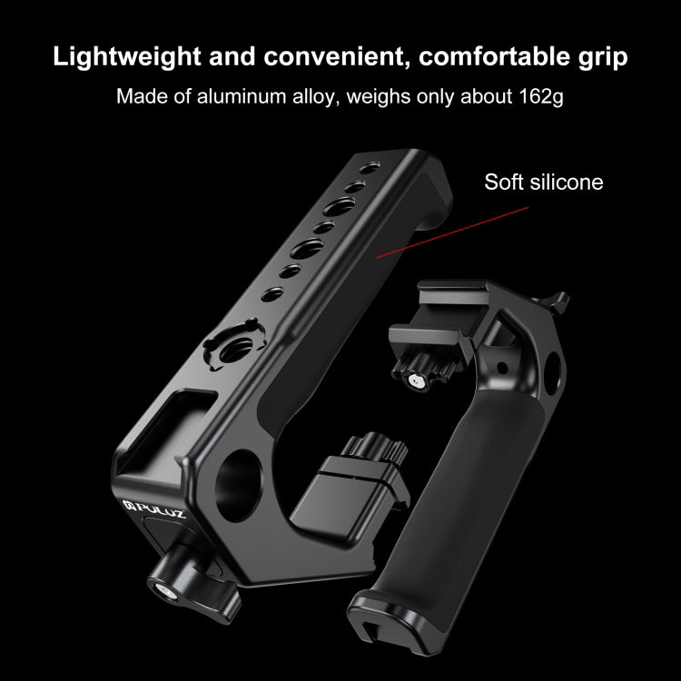 PULUZ Double-thread Metal Quick Release Top Handle with Cold Shoe for Camera Cage Stabilizer (Black) - free shipping - PMC TechLife - Order now!