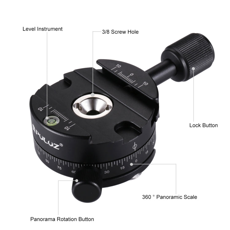 PULUZ Aluminum Alloy 360 Degree Rotation Panorama Ball Head with Quick Release Plate for Camera Tripod Head - Tripod Heads by PULUZ | Online Shopping South Africa | PMC Jewellery | Buy Now Pay Later Mobicred