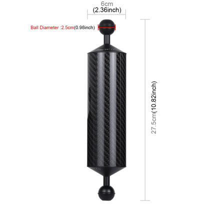 PULUZ 10.82 inch 27.5cm Length 60mm Diameter Dual Balls Carbon Fiber Floating Arm, Ball Diameter: 25mm, Buoyancy: 350g - Diving Accessories by PULUZ | Online Shopping South Africa | PMC Jewellery | Buy Now Pay Later Mobicred