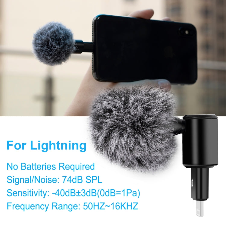 PULUZ 8PIN Jack Mobile Phone Omnidirectional Condenser Adjustable Microphone(Black) - Microphone by PULUZ | Online Shopping South Africa | PMC Jewellery | Buy Now Pay Later Mobicred