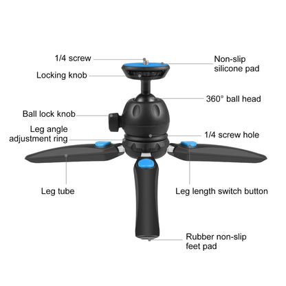 PULUZ Mini VLOG Live Stabilizer Stand Tripod with Phone Clamp for Smartphones (Blue) - Stand by PULUZ | Online Shopping South Africa | PMC Jewellery | Buy Now Pay Later Mobicred