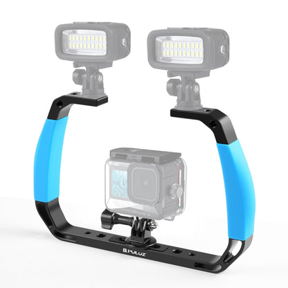 PULUZ Dual Silicone Handles Aluminium Alloy Underwater Diving Rig for GoPro, Other Action Cameras and  Smartphones (Blue) - Diving Accessories by PULUZ | Online Shopping South Africa | PMC Jewellery | Buy Now Pay Later Mobicred