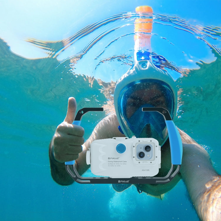 PULUZ Dual Silicone Handles Aluminium Alloy Underwater Diving Rig for GoPro, Other Action Cameras and  Smartphones (Blue) - Diving Accessories by PULUZ | Online Shopping South Africa | PMC Jewellery | Buy Now Pay Later Mobicred