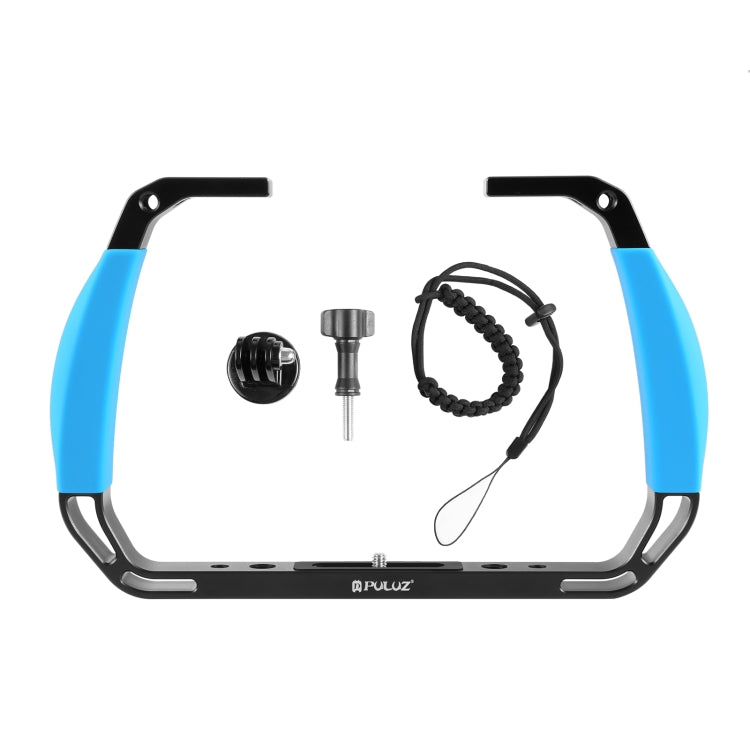 PULUZ Dual Silicone Handles Aluminium Alloy Underwater Diving Rig for GoPro, Other Action Cameras and  Smartphones (Blue) - Diving Accessories by PULUZ | Online Shopping South Africa | PMC Jewellery | Buy Now Pay Later Mobicred