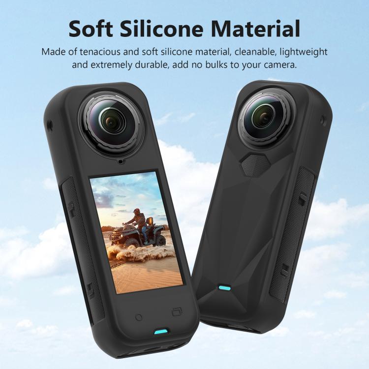 For Insta360 X5 PULUZ Silicone Protective Case with Lens Cover (Black) - free shipping - PMC TechLife - Order now!
