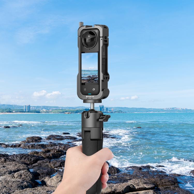 For Insta360 X4 PULUZ Metal Protective Cage Rig Housing Frame with Lens Cover (Black) - free shipping - PMC TechLife - Order now!