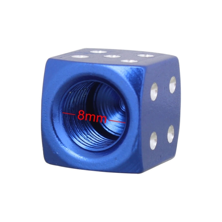 Universal 8mm Dice Style Aluminium Alloy Car Tire Valve Caps, Pack of 4(Blue) - Tire Valve Caps by PMC Jewellery | Online Shopping South Africa | PMC Jewellery