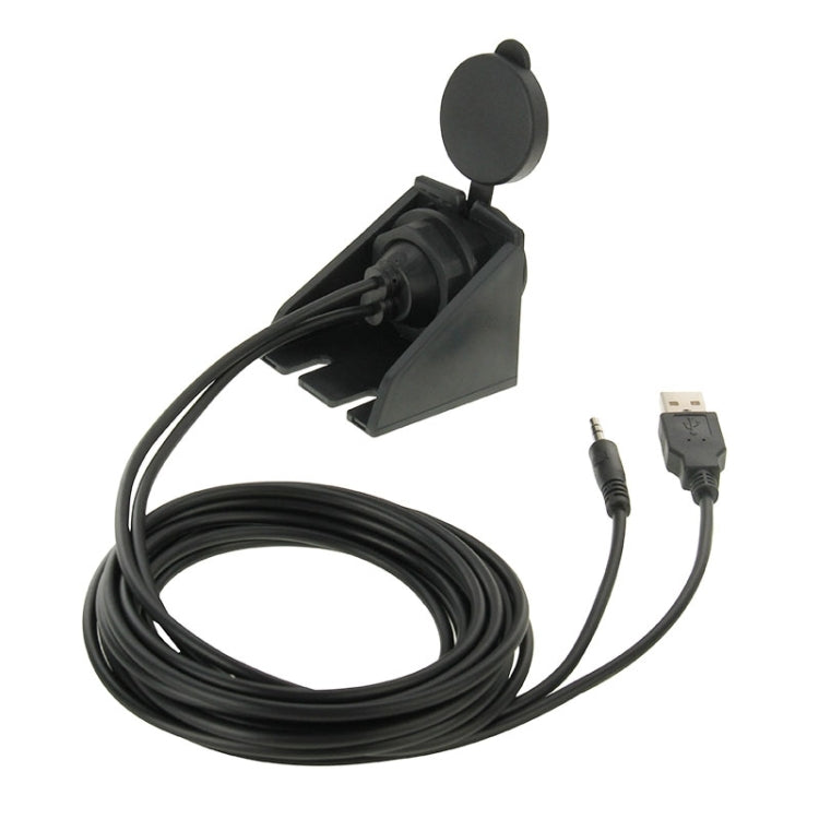 USB 2.0 & 3.5mm Male to Female Extension Cable with Car Flush Mount, Length: 2m - DIY Cables by PMC TechLife | Online Shopping South Africa | PMC TechLife | Buy Now Pay Later Mobicred