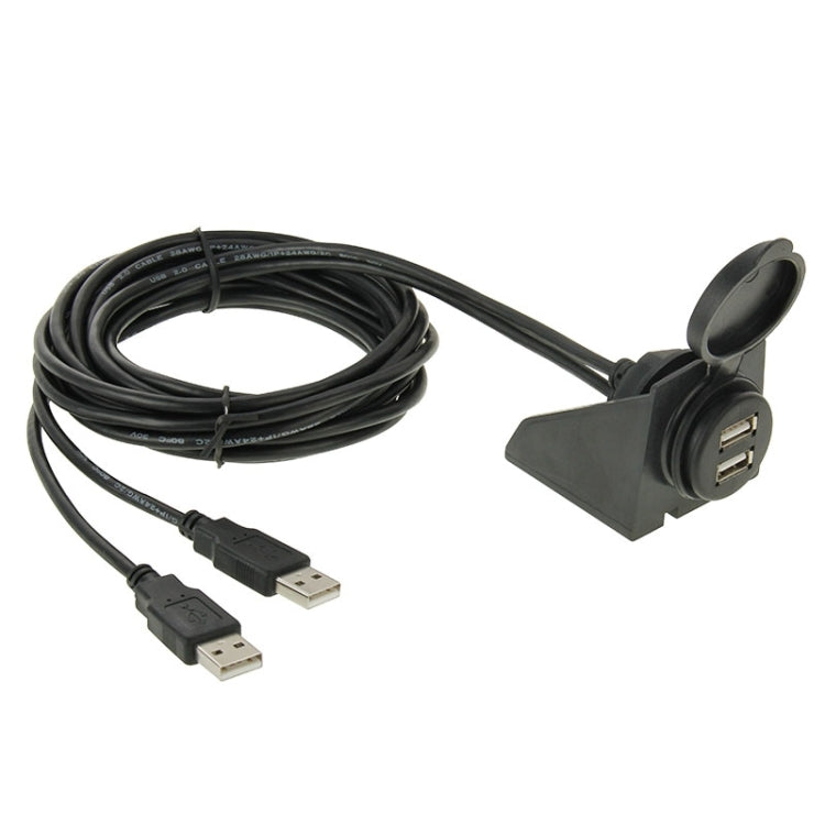 2 USB 2.0 Male to Female Extension Cable with Car Flush Mount, Length: 2m - DIY Cables by PMC TechLife | Online Shopping South Africa | PMC TechLife