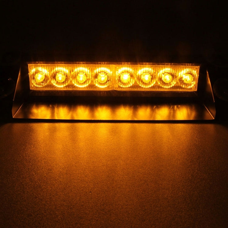 8W 800LM 8-LED Yellow Light 3-Modes Adjustable Angle Car Strobe Flash Dash Emergency Light Warning Lamp with Suckers, DC 12V - Warning Lights by PMC Jewellery | Online Shopping South Africa | PMC Jewellery | Buy Now Pay Later Mobicred