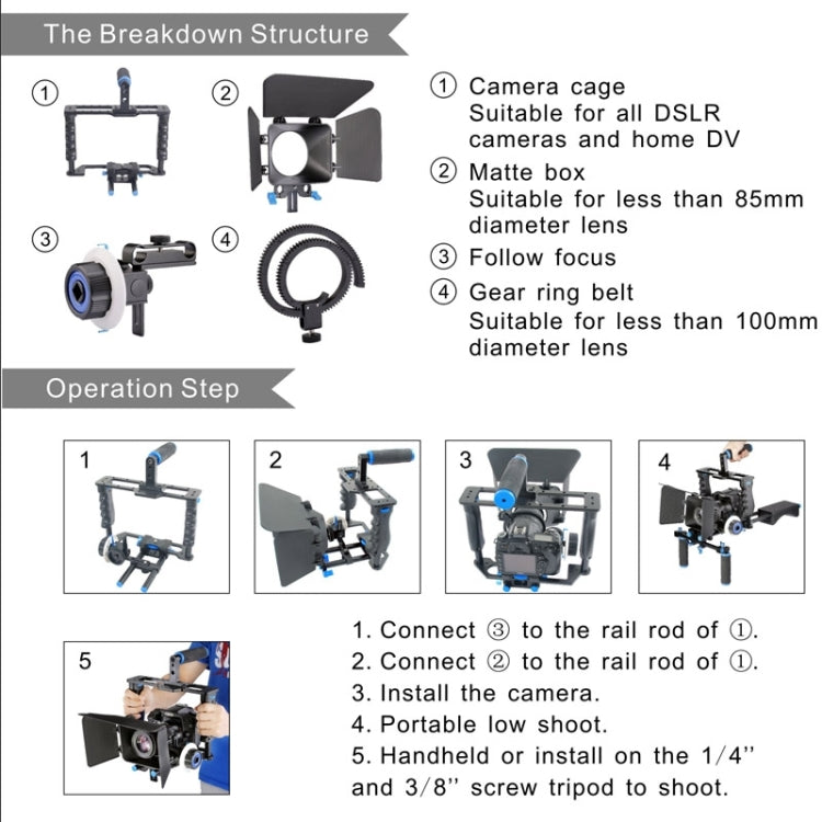 YELANGU YLG1103A-B Large Handle Video Camera Cage Stabilizer + Matte Box Kit for DSLR Camera / Video Camera - free shipping - PMC TechLife - Order now!