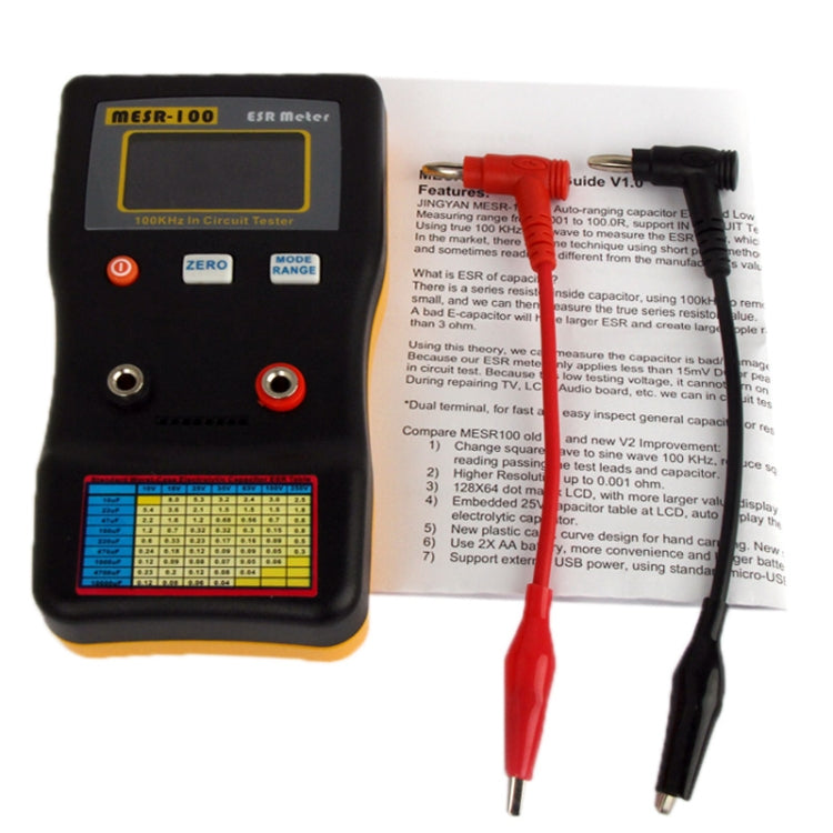 MESR-100 AutoRanging In Circuit ESR Capacitor /Low Ohm Meter Up to 0.01 to 100R(Orange) - Other Tester Tool by BENETECH | Online Shopping South Africa | PMC Jewellery | Buy Now Pay Later Mobicred