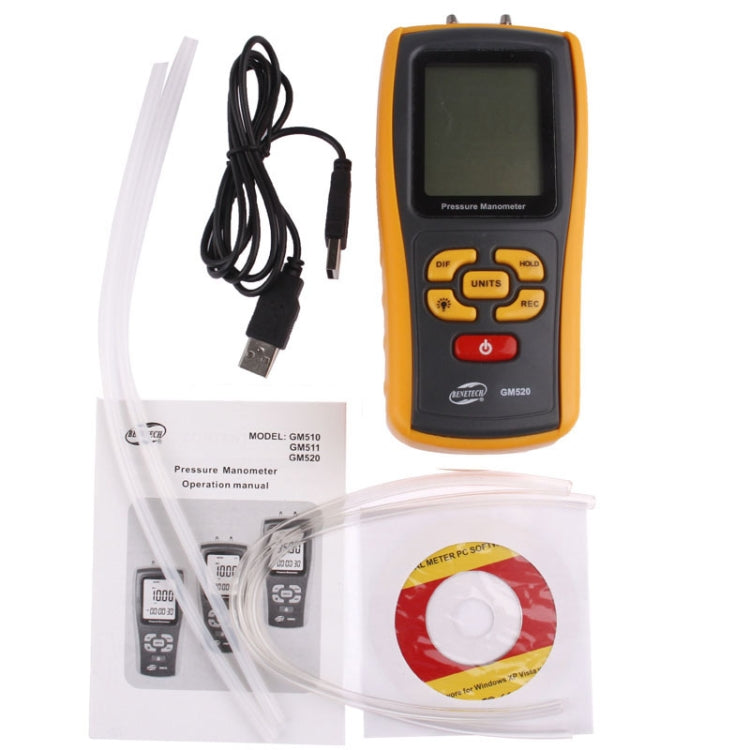 BENETECH GM520 LCD Display Pressure Manometer(Yellow) - free shipping - PMC Jewellery - Order now!