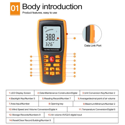 BENETECH GM8903 2.6 inch LCD Screen Digital Hot Wire Wind Speed Wind Temperature Anemometer - Tachometers & Anemometer by BENETECH | Online Shopping South Africa | PMC Jewellery | Buy Now Pay Later Mobicred