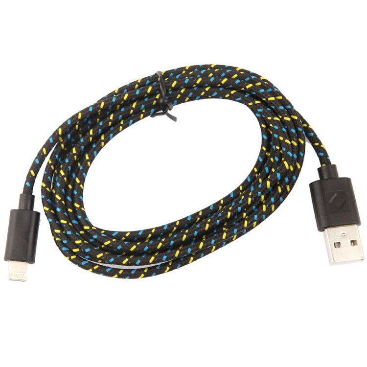 3m Nylon Netting Style USB Data Transfer Charging Cable for iPhone, iPad(Black) - Normal Style Cable by PMC Jewellery | Online Shopping South Africa | PMC Jewellery | Buy Now Pay Later Mobicred