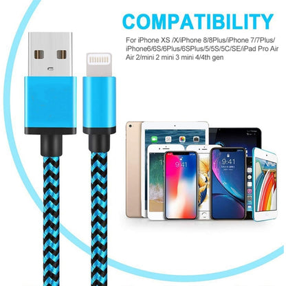 2m Woven Style 8 Pin to USB Sync Data / Charging Cable(Blue) - Normal Style Cable by PMC Jewellery | Online Shopping South Africa | PMC Jewellery | Buy Now Pay Later Mobicred