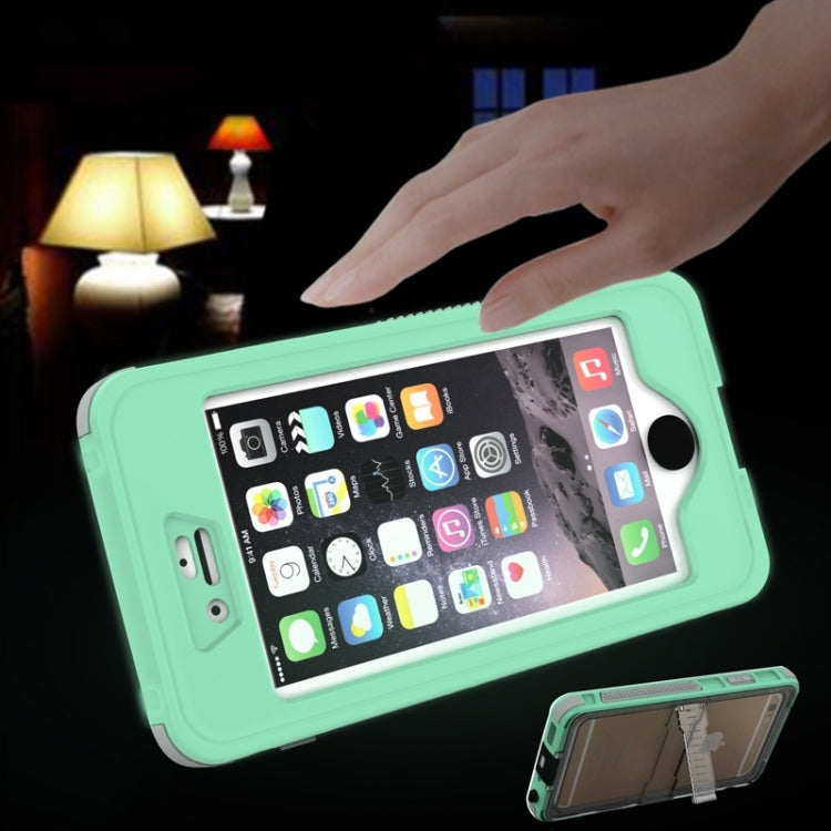 Waterproof Dustproof Shockproof Crushproof Noctilucent Protective Case with Holder for iPhone 6 & 6S(Green) - More iPhone Cases by PMC TechLife | Online Shopping South Africa | PMC TechLife