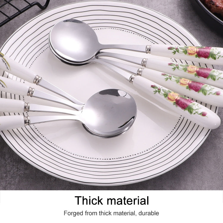 Ceramic Handle Stainless Steel Spoon + Fork Set - Cutlery Sets by PMC TechLife | Online Shopping South Africa | PMC TechLife | Buy Now Pay Later Mobicred