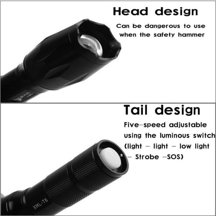 LT-XD 1 x XML-T6 White Light LED Flashlight , 1800 LM 5-Modes(Black) - LED Flashlight by PMC TechLife | Online Shopping South Africa | PMC TechLife | Buy Now Pay Later Mobicred