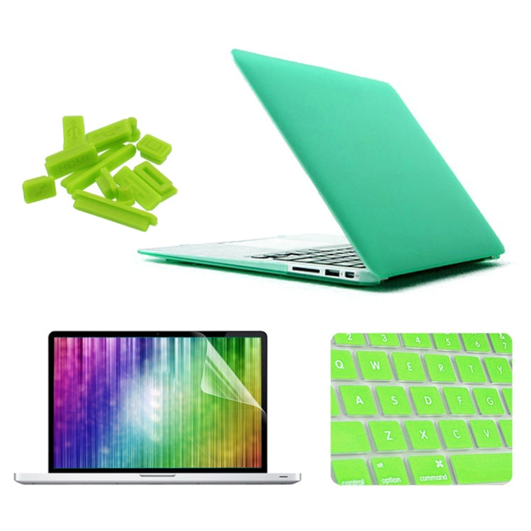 ENKAY for MacBook Air 13.3 inch (US Version) 4 in 1 Frosted Hard Shell Plastic Protective Case with Screen Protector & Keyboard Guard & Anti-dust Plugs(Green) - MacBook Air Cases by ENKAY | Online Shopping South Africa | PMC Jewellery | Buy Now Pay Later Mobicred