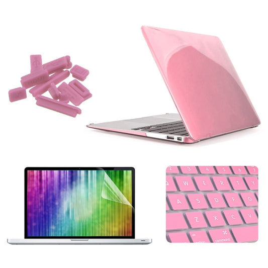 ENKAY for MacBook Air 13.3 inch (US Version) / A1369 / A1466 4 in 1 Crystal Hard Shell Plastic Protective Case with Screen Protector & Keyboard Guard & Anti-dust Plugs(Pink) - MacBook Air Cases by ENKAY | Online Shopping South Africa | PMC Jewellery | Buy Now Pay Later Mobicred