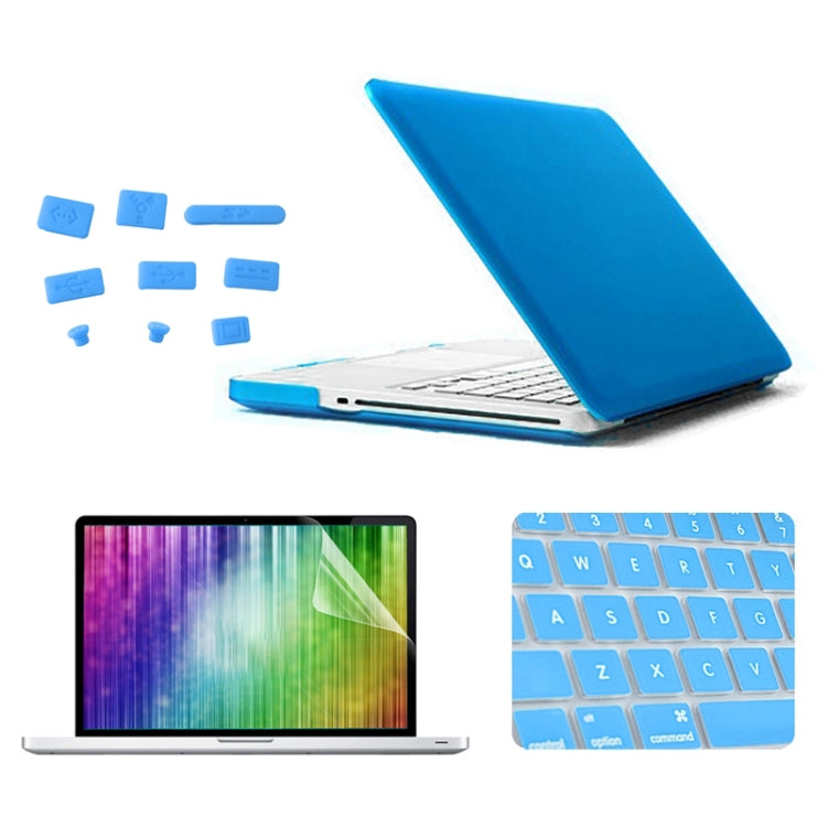 ENKAY for MacBook Pro 15.4 inch (US Version) / A1286 4 in 1 Frosted Hard Shell Plastic Protective Case with Screen Protector & Keyboard Guard & Anti-dust Plugs(Blue) - MacBook Pro Cases by ENKAY | Online Shopping South Africa | PMC Jewellery | Buy Now Pay Later Mobicred