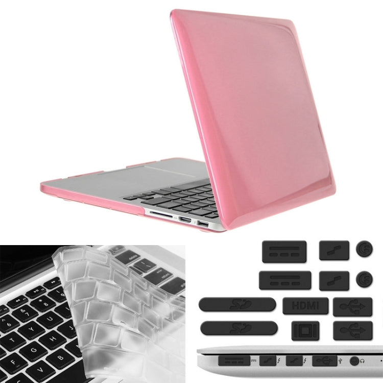 ENKAY for Macbook Pro Retina 13.3 inch (US Version) / A1425 / A1502 Hat-Prince 3 in 1 Crystal Hard Shell Plastic Protective Case with Keyboard Guard & Port Dust Plug(Pink) - MacBook Pro Cases by ENKAY | Online Shopping South Africa | PMC Jewellery | Buy Now Pay Later Mobicred